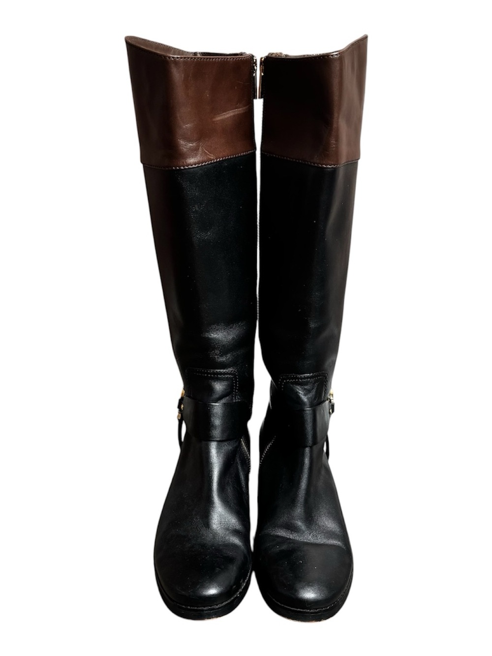 Michael Kors Women’s Two-Tone Black and Brown Leather Boots Size 9 1/2 - Picture 3 of 11